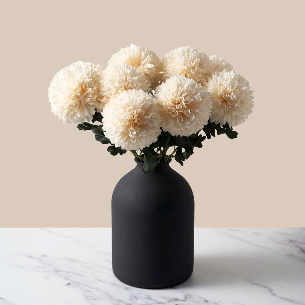 Beige Large Faux 10 Long Floral Artificial Flowers Tall Vase Eucalyptus Decor